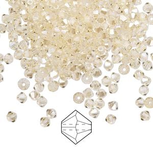 Bead 144pk crystal blond flare, Preciosa Czech crystal 3mm bicone