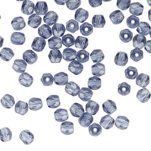 Bead 1pkg1200, Czech fire-polished glass, Montana blue, 4mm faceted round, 1 mass.