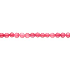 Mother-of-pearl shell 1pkg1, round bead 15.5 to 16 inch pink 3mm