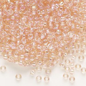 Seed bead, Dyna-Mites&trade;, glass, transparent rainbow cream soda, #8 round. Sold per 40-gram pkg.