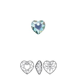 Drop 4pk aquamarine shimmer, Crystal Passions&reg; 8mm pendant heart cut 6432