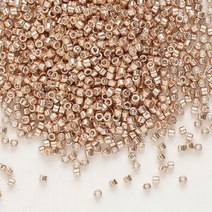 Seed bead, Delica&reg; 1pkg250g glass, #11 round, opaque galvanized apricot gold / outside dyed (DB-0411)