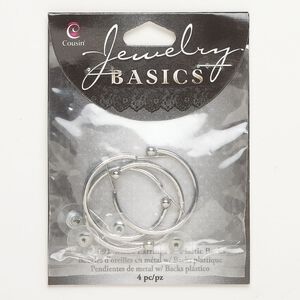 Hoop, steel, pkg/2 pairs, silver finish, 30mm hoop.