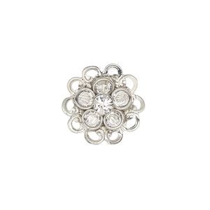 Sew-on 1pk crystal rhodium finish, Crystal Passions&reg; 17mm flower