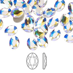 Flat back 144pk crystal AB foil back, Swarovski&reg; 8x6mm oval 2603