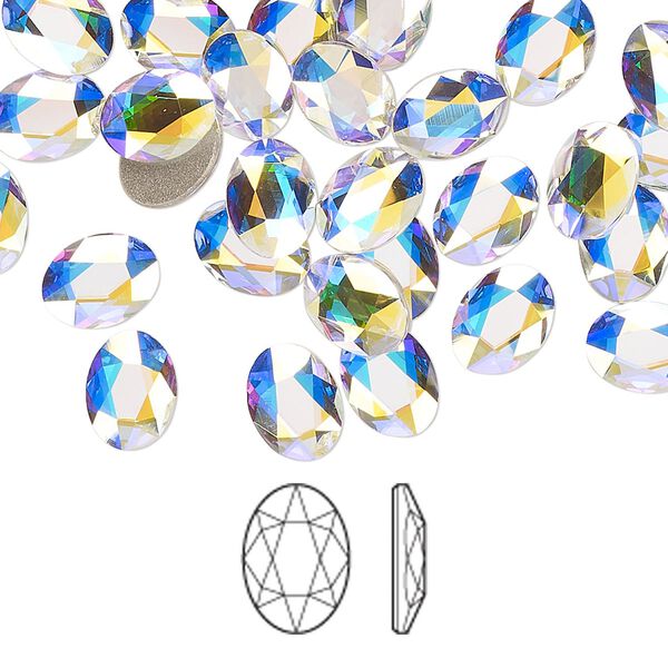 Flat back 144pk crystal AB foil back, Swarovski&reg; 8x6mm oval 2603 image number 0