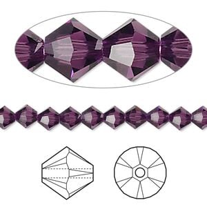 Bead 144pk amethyst, Crystal Passions&reg; 5mm bicone 5328