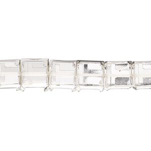 Bracelet component, silver-finished steel / brass / "pewter" (zinc-based alloy), 8mm wide cupchain with (22) SS39 settings, 8 inches with 1-inch extender chain and lobster claw clasp. Sold individually.