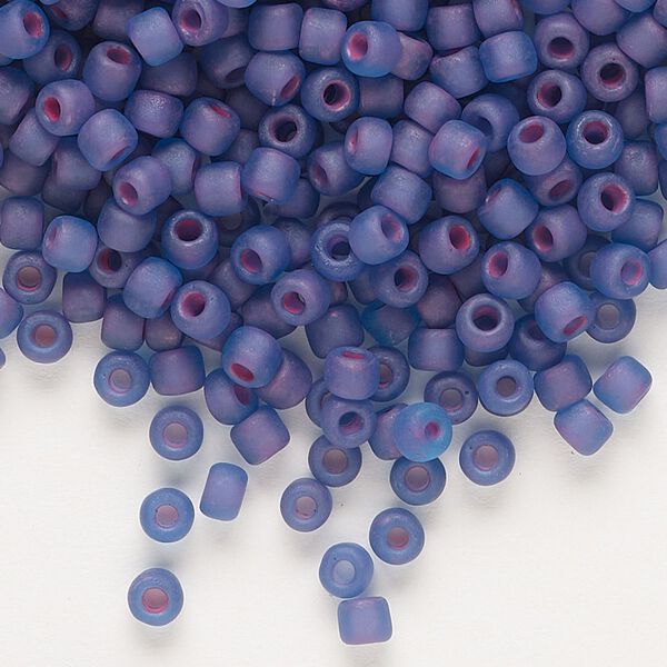 Seed bead, Dyna-Mites&trade;, glass 1pkg0.5kg, #6 round, translucent inside matte color blue lilac (227MA 6/0 RR) image number 0
