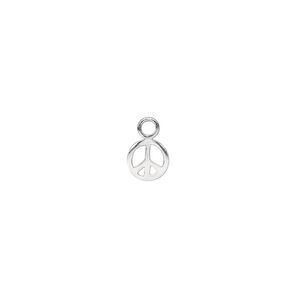 Charm, sterling silver, 6mm peace sign. Sold individually.