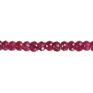 Indian ruby 1pkg1, hand-cut faceted rondelle bead 14 inch 4x2mm-5x4mm