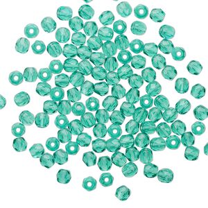 Bead 1pkg1 Czech fire-polished glass, 3mm faceted round, 1 mass transparent teal