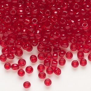 Seed bead, Dyna-Mites&trade;, glass, transparent ruby red, #6 round. Sold per 1/2 kilogram pkg.