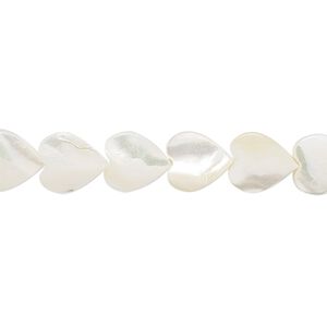 Mother-of-pearl shell 1pkg1, hand-cut heart bead 15.5 to 16 inch white 8x8mm