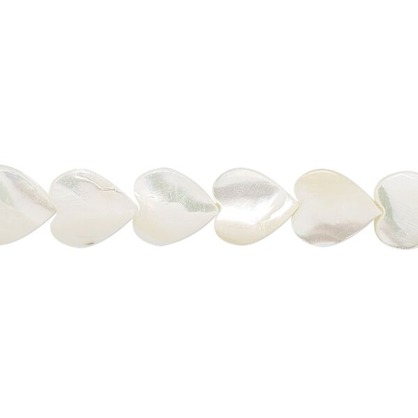Mother-of-pearl shell 1pkg1, hand-cut heart bead 15.5 to 16 inch white 8x8mm image number 0