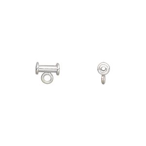 Bead, sterling silver, 7x4mm smooth round tube with closed loop. Sold per pkg of 4.