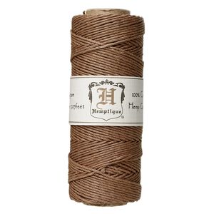 Cord, Hemptique&reg;, polished hemp, light brown, 1mm diameter, 20-pound test. Sold per 205-foot spool.