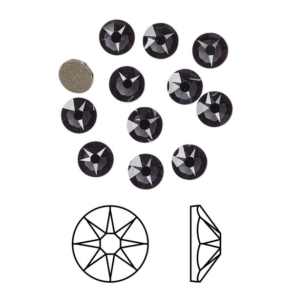 Flat back 1440pk graphite foil back, Swarovski&reg; 4.6-4.8mm rose round SS20 2088 image number 0