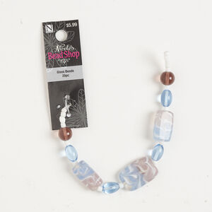 Bead assortment 1pkg25, glass, translucent and transparent mixed colors, assorted sizes and shapes.