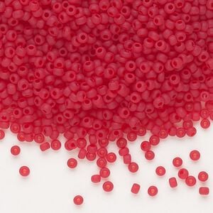 Seed bead, Dyna-Mites&trade;, glass, pkg/40g, #11 round, translucent matte red, (7MA 11/0 RR).