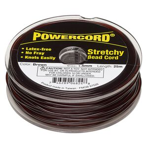 Cord, Powercord&reg;, elastic, brown, 1.5mm, 22-pound test. Sold per 25-meter spool.