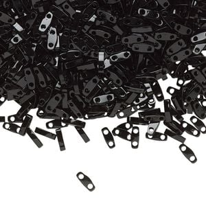Seed bead, TILA&reg;, glass, pkg/250g, 5x1.2mm quarter tila rectangle, opaque black, (QTL-401).