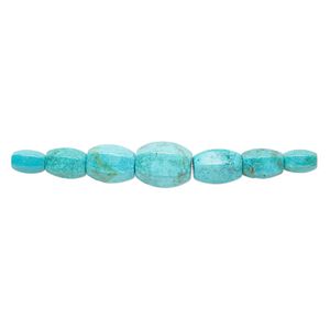 Turquoise 1pkg7, faceted oval bead graduated 10x6mm-16x12mm