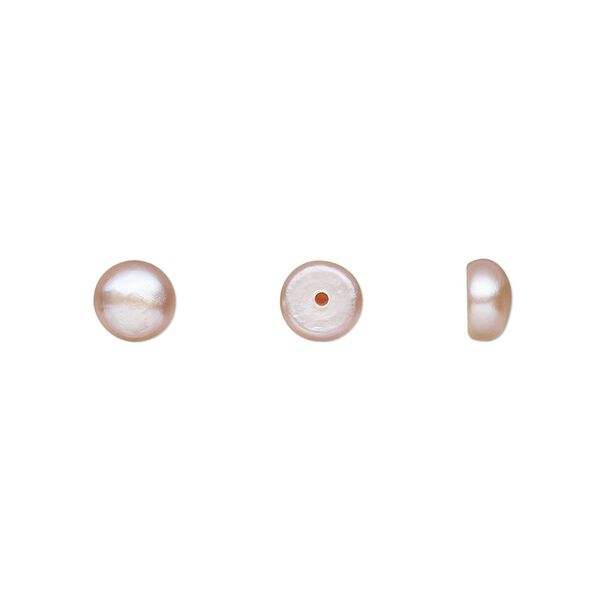 Pearl, White Lotus&trade;, cultured freshwater, mauve, 6mm half-drilled button, B grade, Mohs hardness 2-1/2 to 4. Sold per pkg of 4 pairs. image number 0