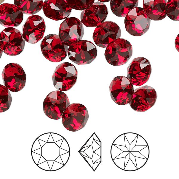 Chaton 12pk scarlet foil back, Crystal Passions&reg; 6.14-6.32mm round SS29 1088 image number 0