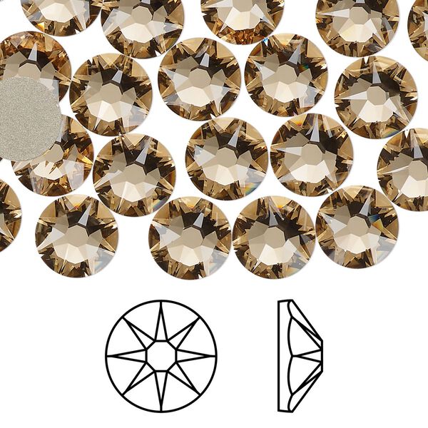 Flat back 144pk light Colorado topaz foil back, Swarovski&reg; 8.412-8.672mm rose round SS40 2088 image number 0