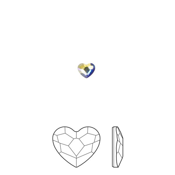 Flat back 720pk crystal AB foil back, Swarovski&reg; 3.6mm heart 2808 image number 0