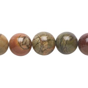Red creek jasper 1pkg1, round bead 15.5-16 inch 12mm