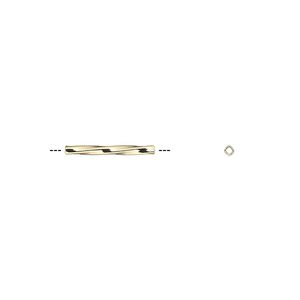 Bead 1pkg20 gold-plated, 13x1mm twisted square tube, brass