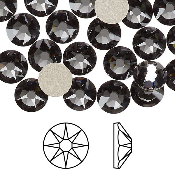 Flat back 144pk graphite foil back, Swarovski&reg; 8.412-8.672mm rose round SS40 2088 image number 0