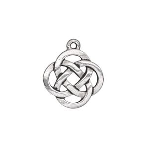 Drop, TierraCast&reg;, antique silver-plated pewter (tin-based alloy), 17.5mm double-sided open Celtic knot. Sold per pkg of 20.