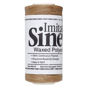 Cord, imitation sinew (waxed polyester) 1pkg1, natural, 2mm, 50-pound test, 400-foot spool.