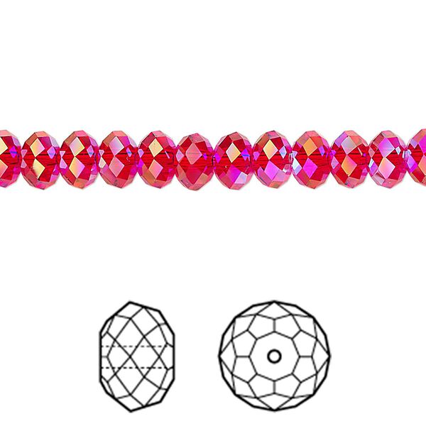Bead 360pk light Siam shimmer 2X, Swarovski&reg; 6x4mm rondelle 5040 image number 0
