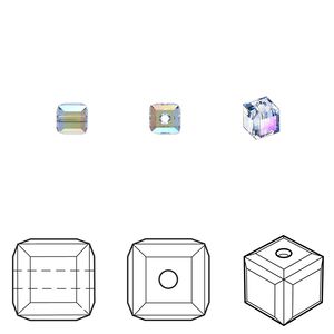 Bead 288pk light sapphire shimmer, Swarovski&reg; 4mm cube 5601