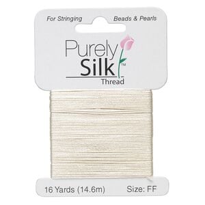 Thread, Purely Silk&trade;, ecru, size FF. Sold per 16-yard card.