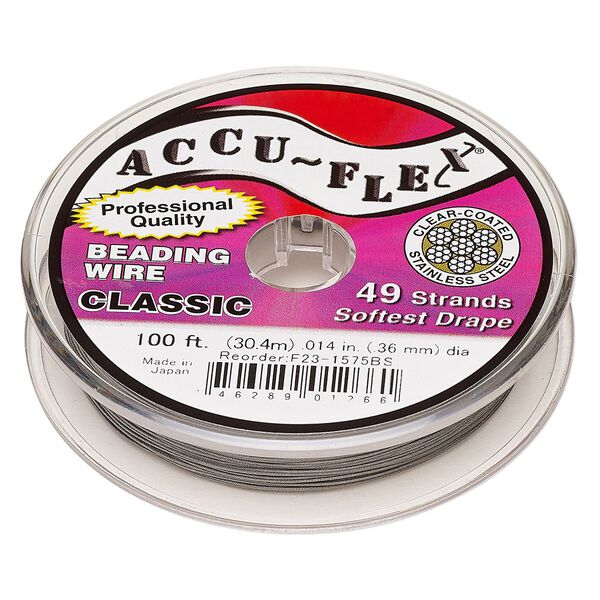 Beading wire, Accu-Flex&reg;, nylon and stainless steel, clear, 49 strand, 0.014-inch diameter. Sold per 100-foot spool. image number 0