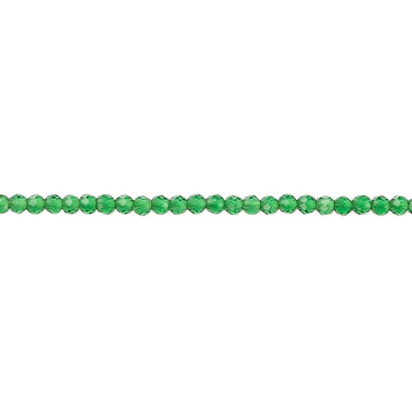 Glass 1pkg1, faceted round bead 14 inch transparent green 2mm image number 0