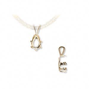 Pendant, Snap-Tite&reg;, 14Kt gold, 8x5mm with 6-prong pear setting. Sold individually.