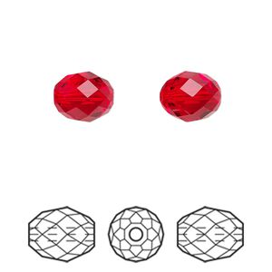Bead 2pk light siam, Crystal Passions&reg; 9.5x8mm olive briolette 5044