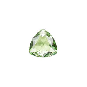 Drop 1pk peridot, Crystal Passions&reg; 14.5mm pendant trilliant cut 6434