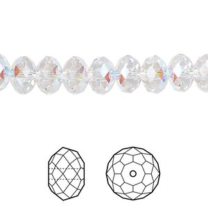 Bead 12pk crystal AB, Crystal Passions&reg; 8x6mm rondelle 5040