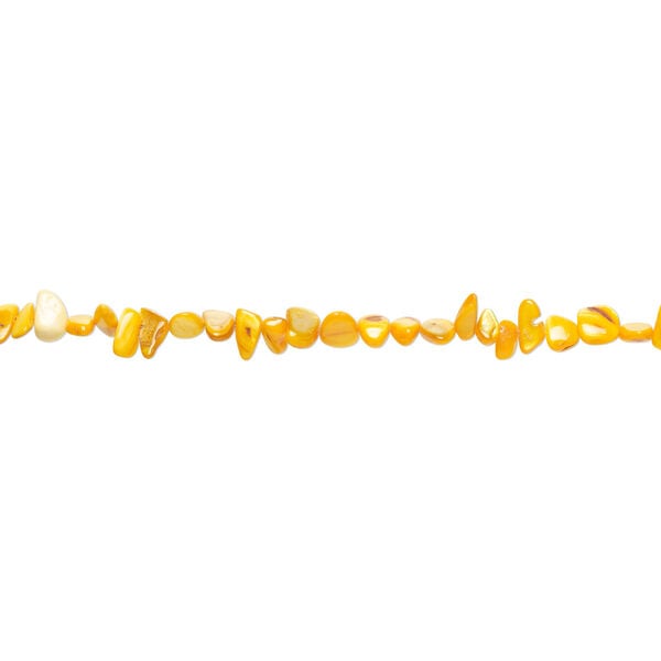 Mother-of-pearl shell 1pkg1, top-drilled chip bead 30 inch orange-yellow small to extra-large image number 1