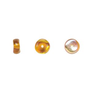 Bead, Czech pressed glass, topaz AB, 7x3mm rondelle. Sold per 15" to 16" strand.