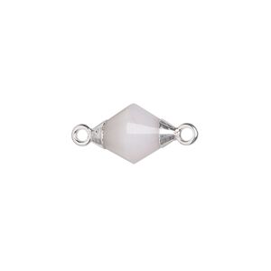 Link 1pkg1, electroplated sterling silver and pink opal (natural), 12x8mm hand-cut faceted bicone