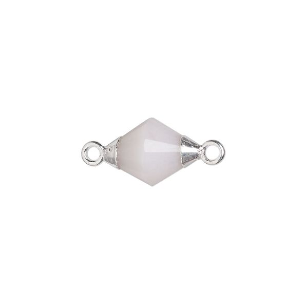 Link 1pkg1, electroplated sterling silver and pink opal (natural), 12x8mm hand-cut faceted bicone image number 0