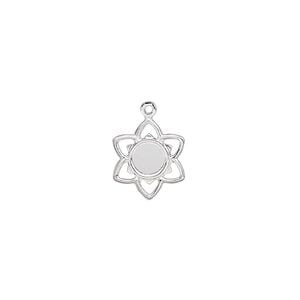 Charm, silver-plated brass, 11mm flower with 4mm round setting. Sold per pkg of 10.